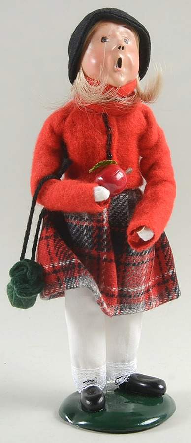 Traditional Assorted Carolers Girl With Apple-Red Coat - No Box by Byers' Choice Ltd-1