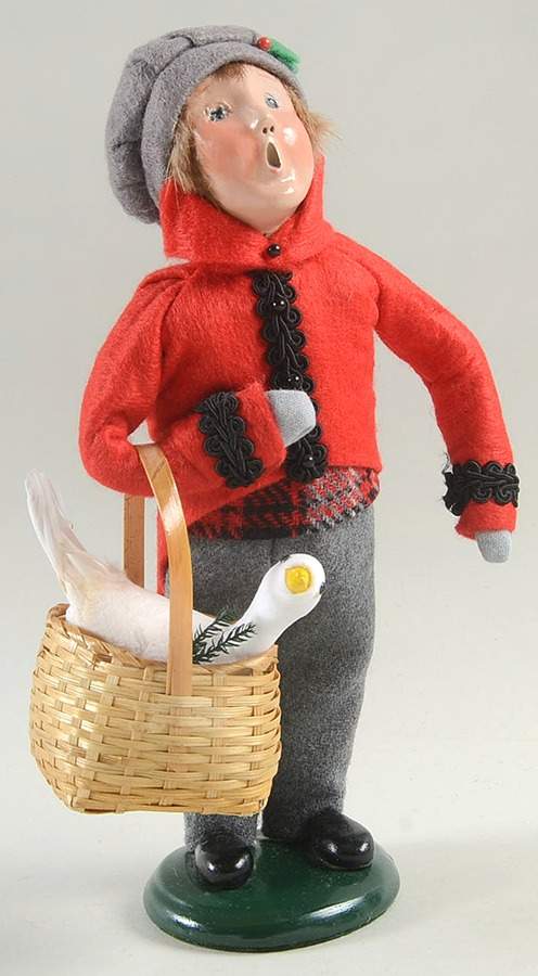 Traditional Assorted Carolers Boy With Goose In Basket-Red Coat - No Box by Byers' Choice Ltd-1