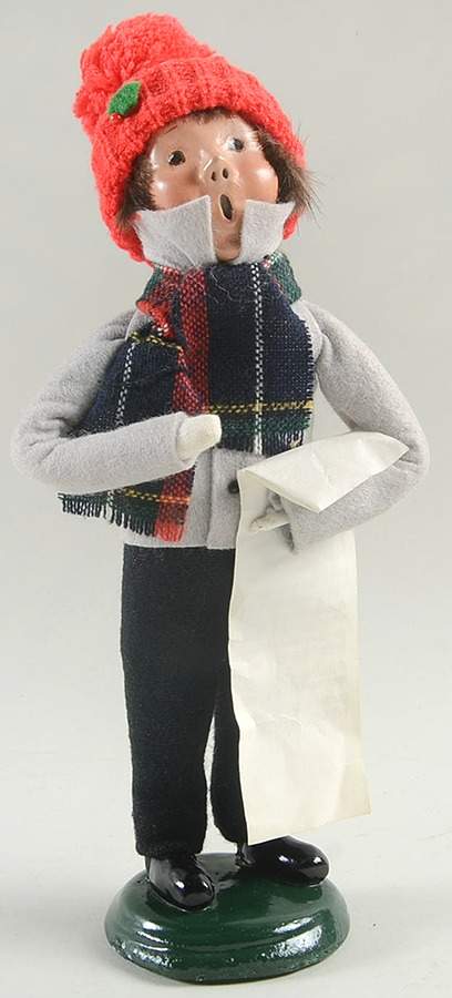 Traditional Assorted Carolers Boy With Music-Grey Coat - No Box Nb1407 by Byers' Choice Ltd-1