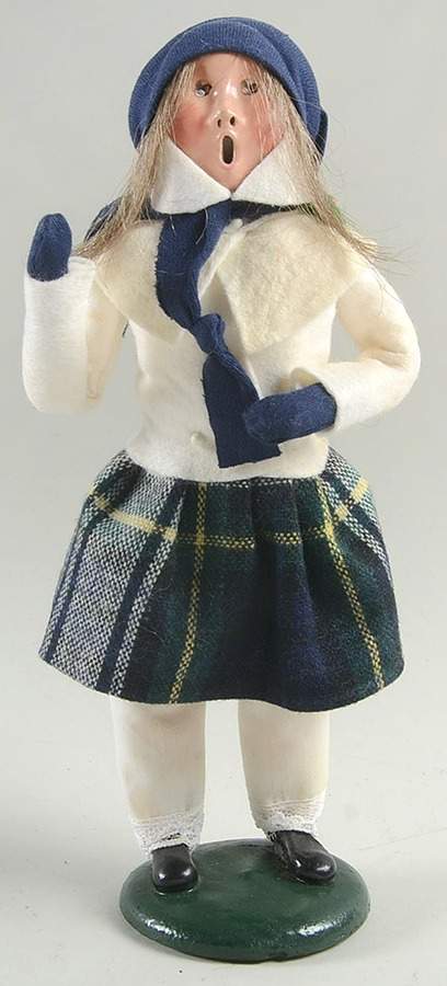 Traditional Assorted Carolers Girl With White Coat/Plaid Skirt - No Box Nb1406 by Byers' Choice Ltd-1