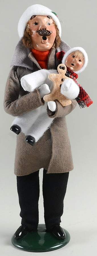 Traditional Assorted Carolers Mustache Man With Toddler & Gingerbread - No Box by Byers' Choice Ltd-1