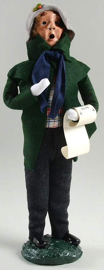 Traditional Assorted Carolers Man With Music-Green Coat - No Box by Byers' Choice Ltd-1