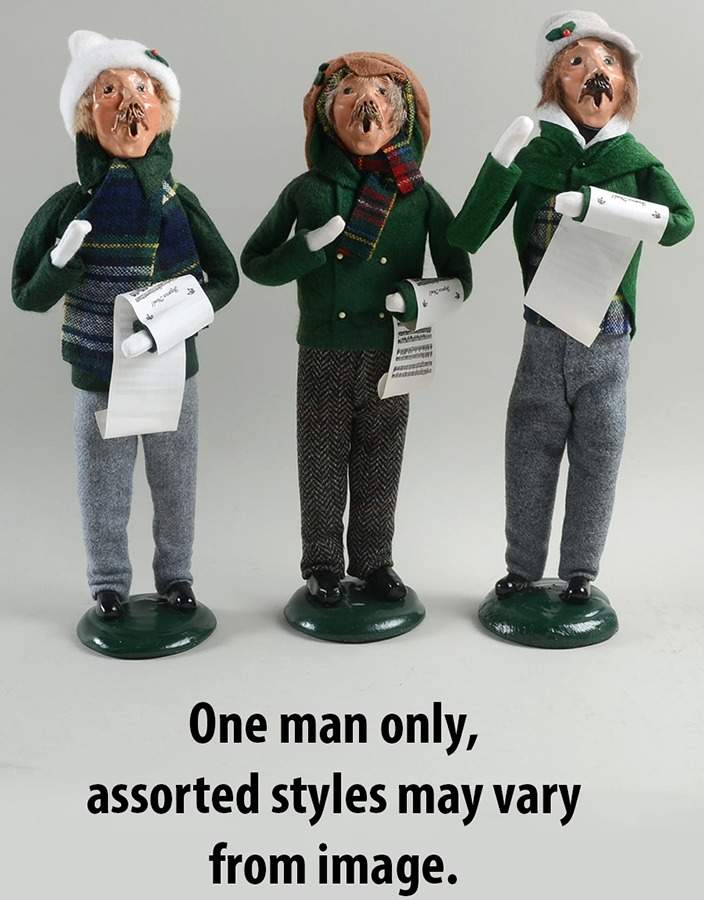 Traditional Assorted Carolers Mustache Man With Music-Green Coat - No Box by Byers' Choice Ltd-1