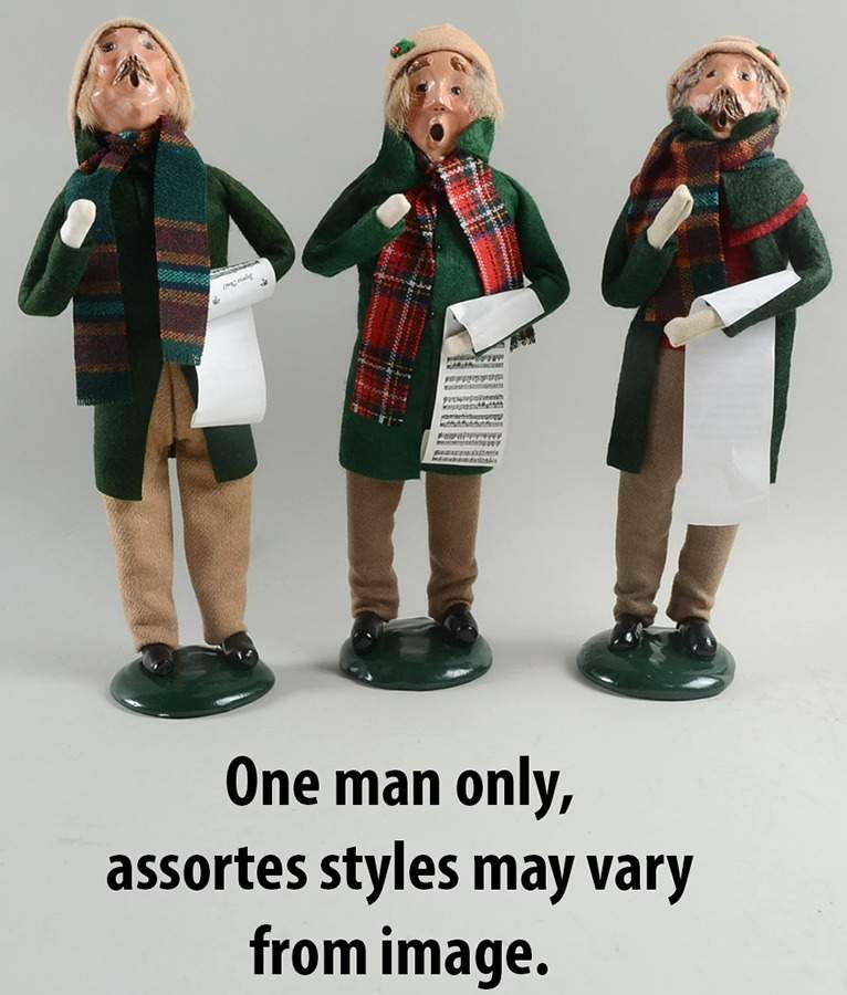 Traditional Assorted Carolers Mustache Man With Music-Green Coat-Brown - No Box by Byers' Choice Ltd-1