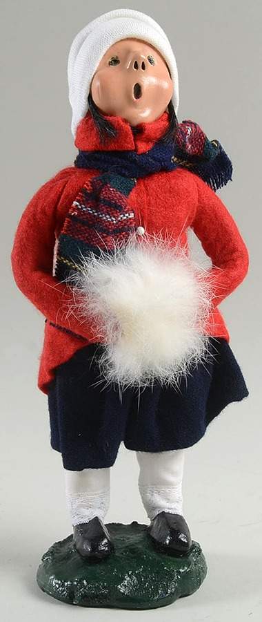 Traditional Assorted Carolers Girl With Muff-Red Top-Black Skirt - No Box by Byers' Choice Ltd-1