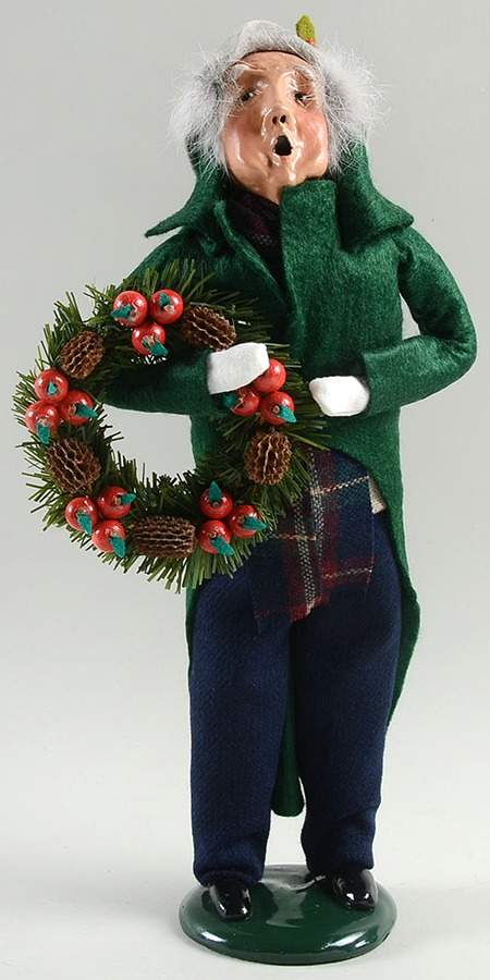 Traditional Assorted Carolers Grandfather With Wreath-Green Coat - No Box by Byers' Choice Ltd-1