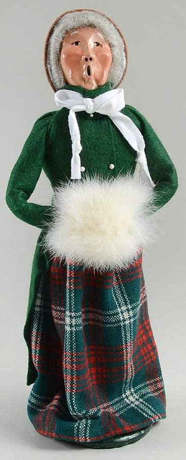 Traditional Assorted Carolers Grandmother With Muff-Plaid Skirt-Green  - No Box by Byers' Choice Ltd-1