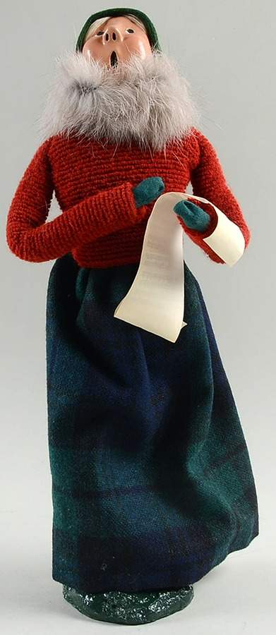 Traditional Assorted Carolers Woman With Music-Green Plaid-Red Top - No Box by Byers' Choice Ltd-1