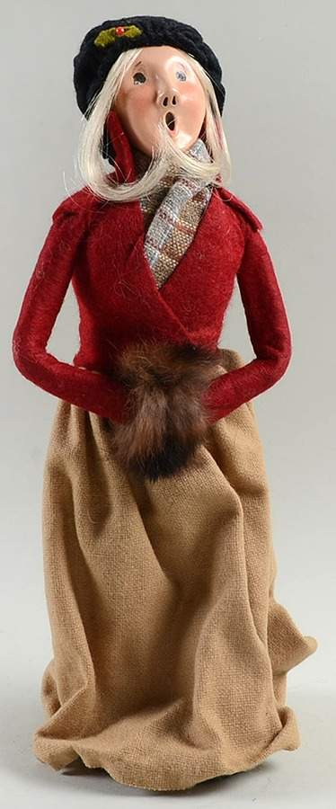 Traditional Assorted Carolers Woman With Muff-Brown Skirt-Burguny Top - No Box by Byers' Choice Ltd-1