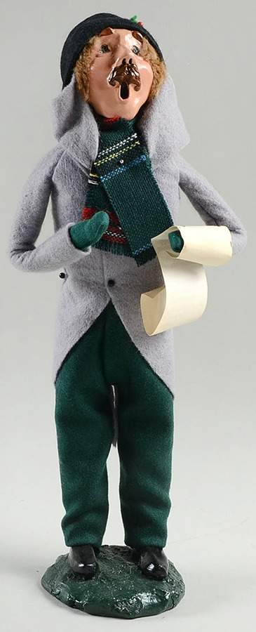 Traditional Assorted Carolers Mustache Man W/Music-Grey Coat - No Box by Byers' Choice Ltd-1