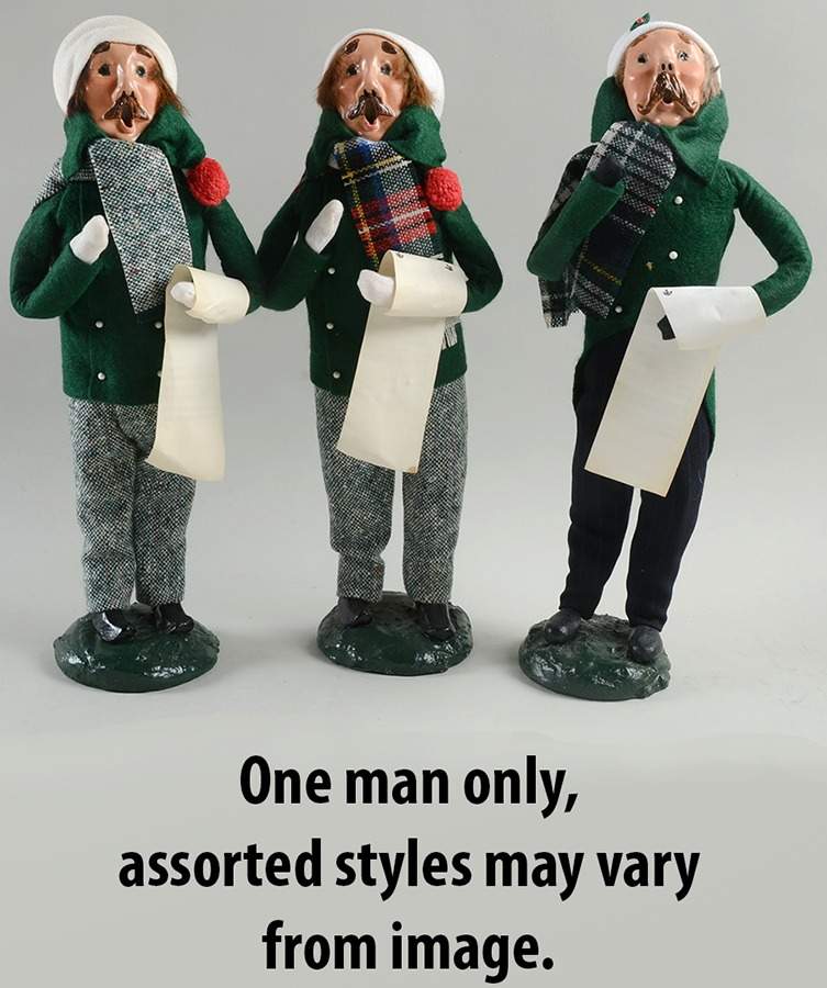 Traditional Assorted Carolers Mustache Man W/ Music-Green Coat - No Box by Byers' Choice Ltd-1