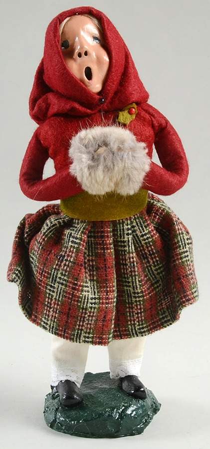 Traditional Assorted Carolers Girl With Muff-Burgundy Top And Plaid Sk - No Box by Byers' Choice Ltd-1