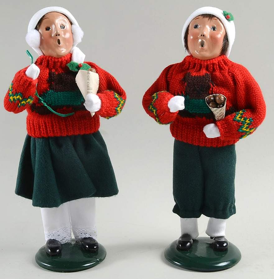 Traditional Assorted Carolers Boy And Girl With Chestnuts-Red Sweat - Nb1060, No Box by Byers' Choice Ltd-1