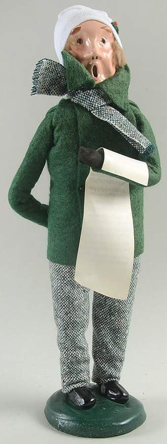 Traditional Assorted Carolers Man With Music-Green Coat - No Box by Byers' Choice Ltd-1