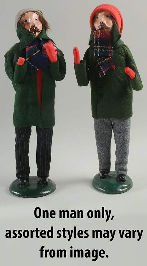 Traditional Assorted Carolers Mustache Man-Long Green Coat - No Box by Byers' Choice Ltd-1
