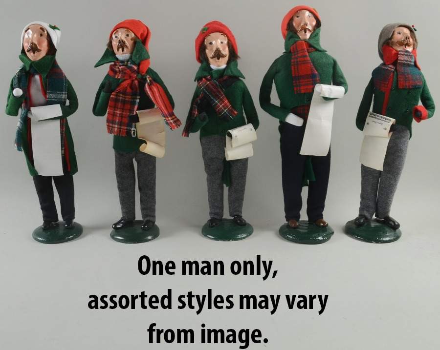 Traditional Assorted Carolers Mustache Man With Music-Green Coat - No Box by Byers' Choice Ltd-1