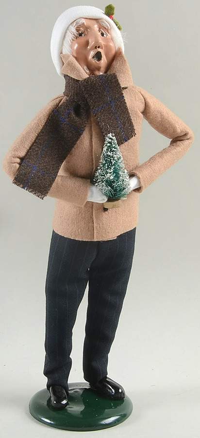 Traditional Assorted Carolers Grandfather With Tree-Tan Coat - No Box 625 by Byers' Choice Ltd-1
