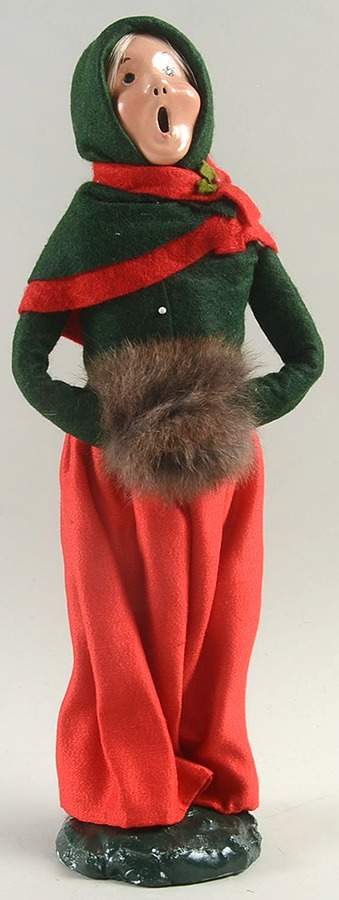 Traditional Assorted Carolers Woman With Muff-Red Satin Skirt - No Box by Byers' Choice Ltd-1
