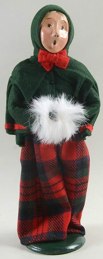 Traditional Assorted Carolers Woman With Muff-Green Cape - No Box by Byers' Choice Ltd-1