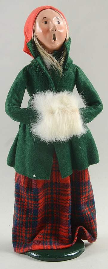 Traditional Assorted Carolers Woman With Muff-Plaid Skirt-Green Top - No Box by Byers' Choice Ltd-1