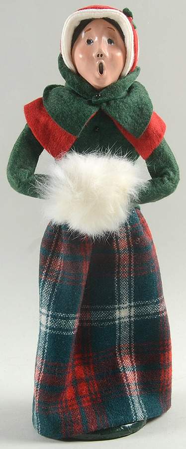 Traditional Assorted Carolers Woman With Muff-Plaid Skirt-Green Top - No Box by Byers' Choice Ltd-1