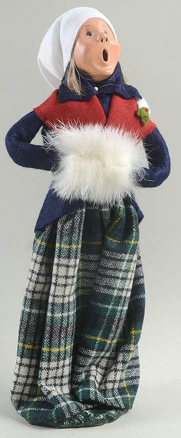 Traditional Assorted Carolers Woman With Muff-Plaid Skirt-Blue Top - No Box by Byers' Choice Ltd-1