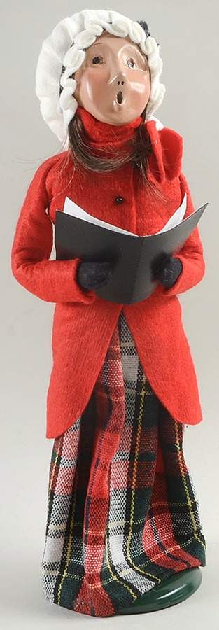 Traditional Assorted Carolers Woman With Songbook-Red Coat - No Box by Byers' Choice Ltd-1
