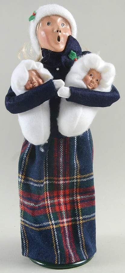 Traditional Assorted Carolers Woman With Babies-Blue Coat - No Box by Byers' Choice Ltd-1