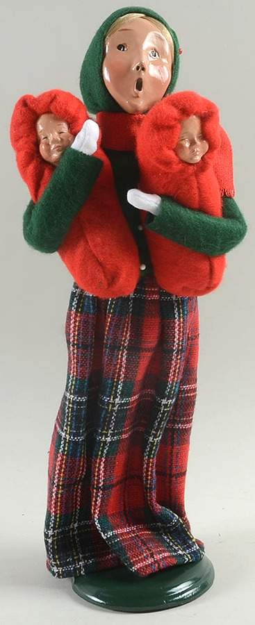 Traditional Assorted Carolers Woman With Babies-Green Coat - No Box by Byers' Choice Ltd-1