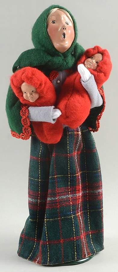 Traditional Assorted Carolers Woman With Babies-Green Cape - No Box by Byers' Choice Ltd-1