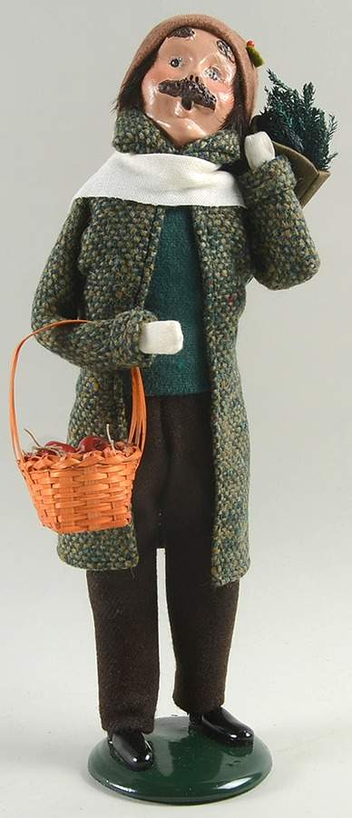 Traditional Assorted Carolers Man With Greenry And Apple Basket - No Box by Byers' Choice Ltd-1