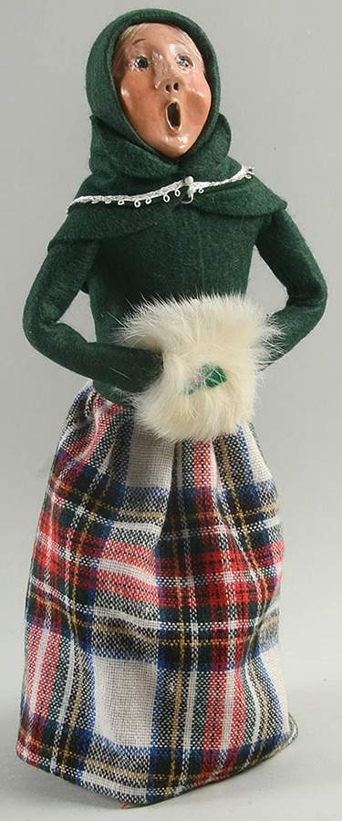 Traditional Assorted Carolers Woman With Muff-Green Top Lace Trim - No Box by Byers' Choice Ltd-1