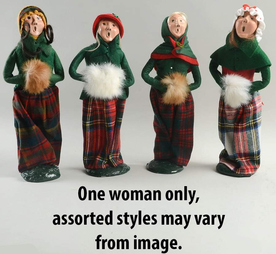 Traditional Assorted Carolers Woman With Muff-Red Plaid Skirt-Green To - No Box by Byers' Choice Ltd-1