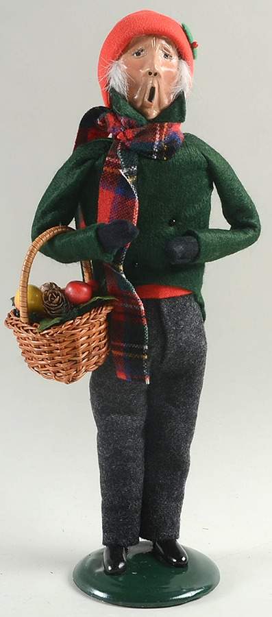 Traditional Assorted Carolers Grandfather With Fruit Basket-Green Coat - Nb448, No Box by Byers' Choice Ltd-1