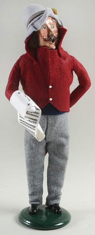 Traditional Assorted Carolers Mustache Man With Music-Burgundy Coat - No Box Nb1513 by Byers' Choice Ltd-1