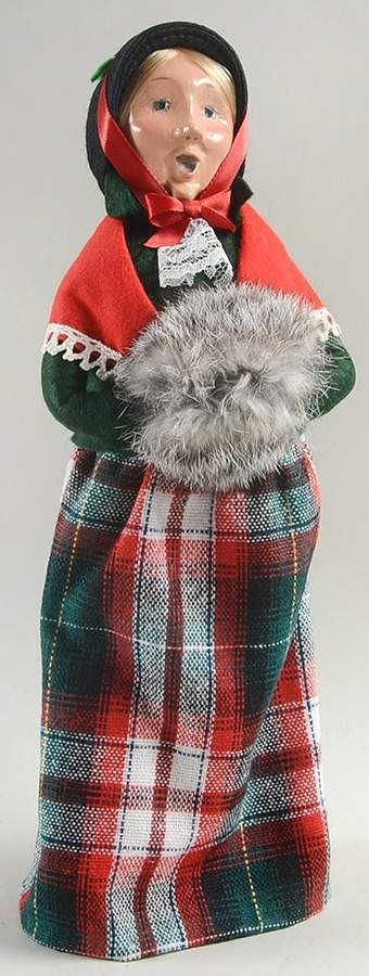 Traditional Assorted Carolers Woman With Grey Muff-Red Shawl - No Box Nb1510 by Byers' Choice Ltd-1