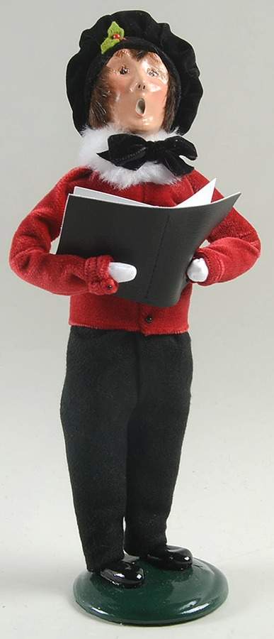 Traditional Assorted Carolers Teen Boy With Song Book-Red Coat - No Box Nb1504 by Byers' Choice Ltd-1