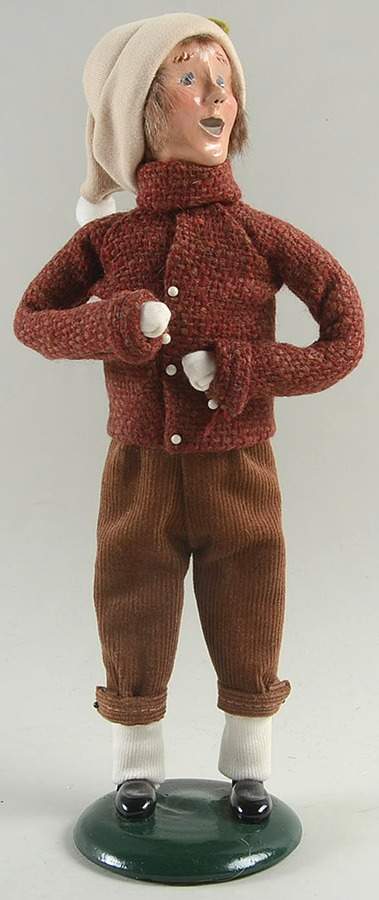 Traditional Assorted Carolers Teen Boy With Burgundy Coat - No Box Nb1503 by Byers' Choice Ltd-1