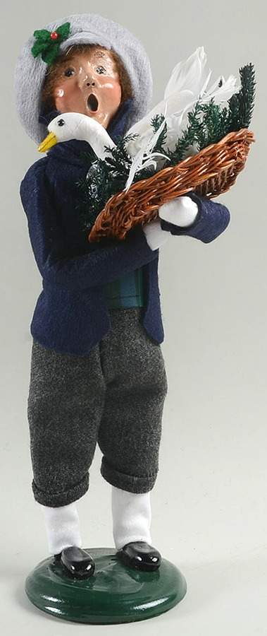 Traditional Assorted Carolers Teen Boy With Goose In Basket-Blue Coat - No Box Nb1498 by Byers' Choice Ltd-1