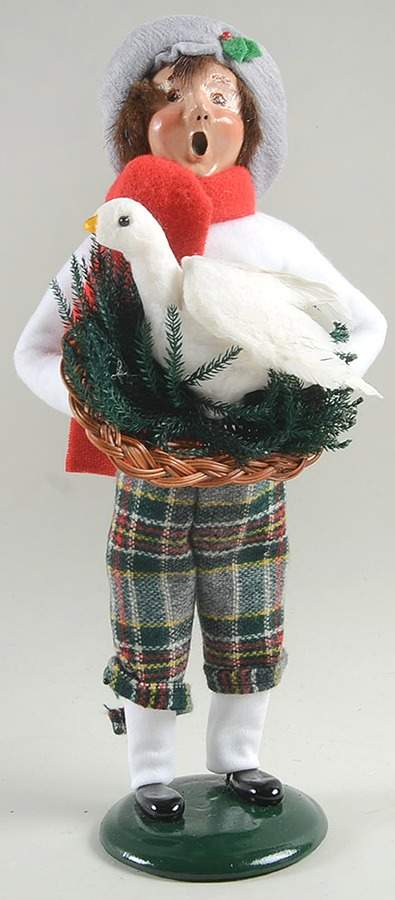 Traditional Assorted Carolers Teen Boy With Goose In Basket-White Coat - No Box Nb1497 by Byers' Choice Ltd-1