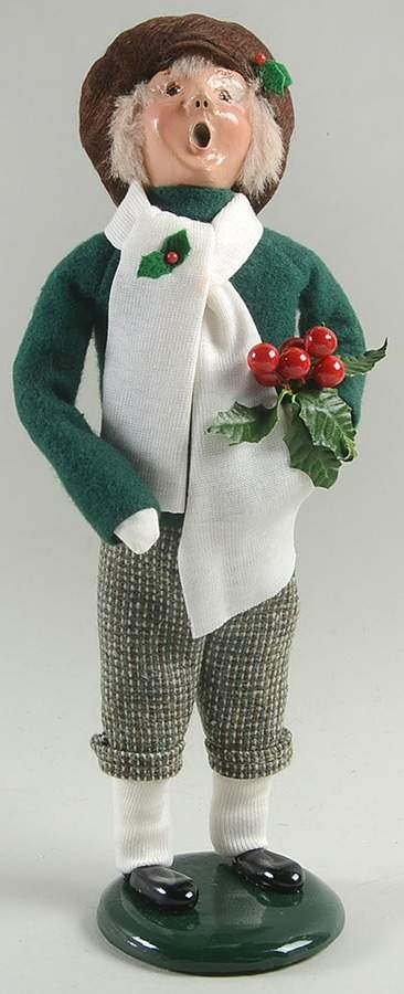 Traditional Assorted Carolers Teen Boy With Holly-Green Coat - No Box Nb1491 by Byers' Choice Ltd-1
