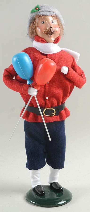 Traditional Assorted Carolers Mustache Man With Balloons-Red Coat - No Box Nb1490 by Byers' Choice Ltd-1