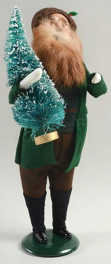 Traditional Assorted Carolers Bearded Man With Tree-Green Coat - No Box Nb1483 by Byers' Choice Ltd-1