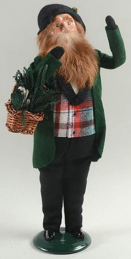 Traditional Assorted Carolers Bearded Man With Basket Of Greenery-Gree - No Box Nb1480 by Byers' Choice Ltd-1