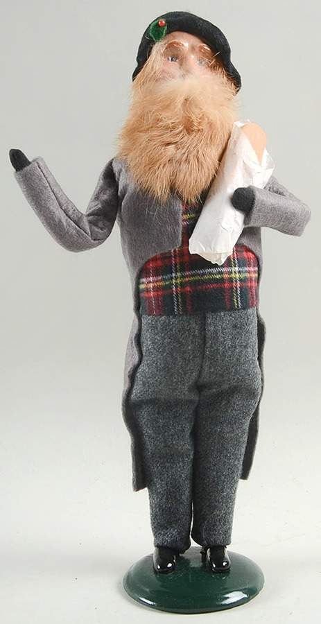 Traditional Assorted Carolers Bearded Man With Loaf Of Bread-Grey Coat - No Box Nb1479 by Byers' Choice Ltd-1