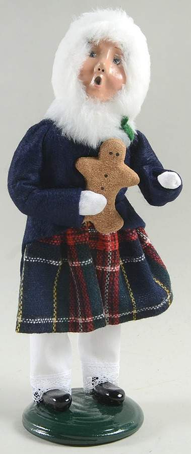 Traditional Assorted Carolers Girl With Gingerbread Man-Blue Coat - No Box Nb1461 by Byers' Choice Ltd-1