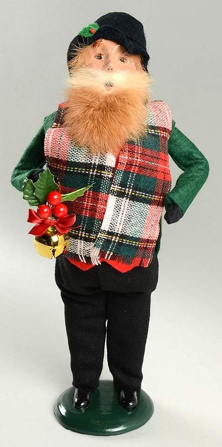 Traditional Assorted Carolers Bearded Man With Jingle Bell-Green Coat - No Box Nb1474 by Byers' Choice Ltd-1