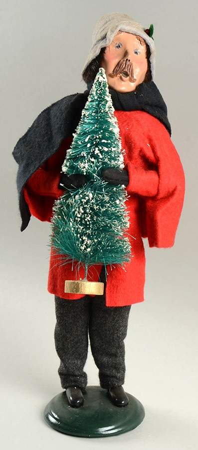 Traditional Assorted Carolers Mustache Man With Tree-Red Coat - No Box Nb1472 by Byers' Choice Ltd-1