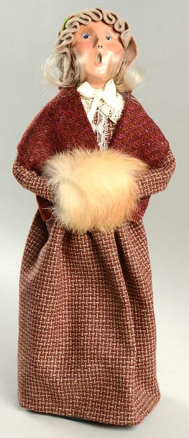 Traditional Assorted Carolers Woman With Muff-Burgundy Outfit - No Box Nb1467 by Byers' Choice Ltd-1