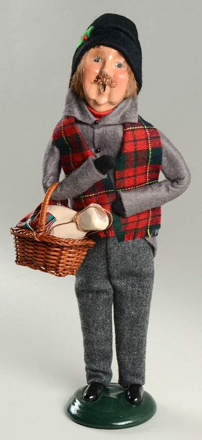Traditional Assorted Carolers Man With Ham In A Basket-Grey Coat - No Box Nb1466 by Byers' Choice Ltd-1